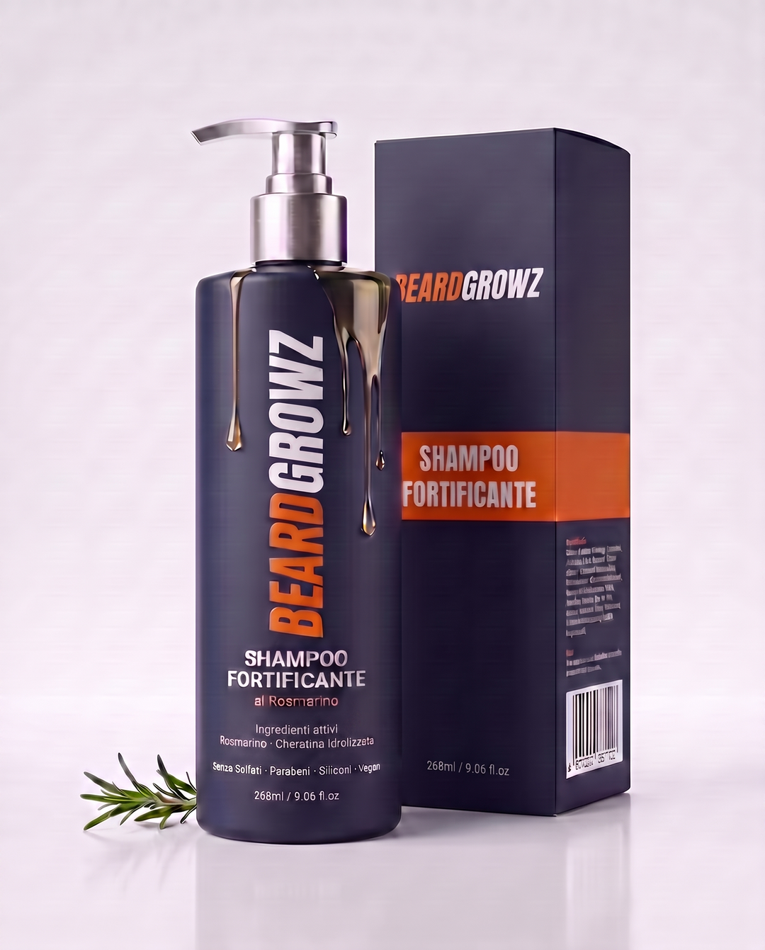 Shampoo Fortificante Rosmarino Cheratina BeardGrowz 268ml