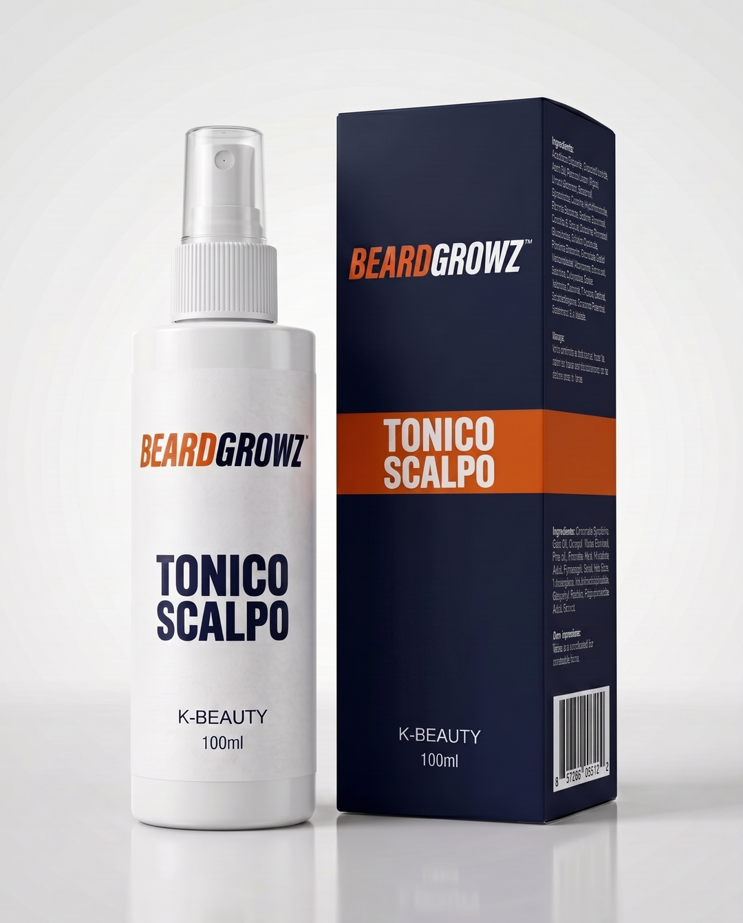 Tonico Scalpo Coreano - boccetta spray bianca, box navy TONICO SCALPO K-BEAUTY 100ml